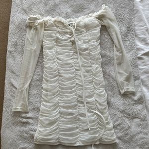 Fashion nova white ruched dress